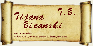 Tijana Bičanski vizit kartica